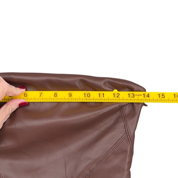 Oh‎ Polly Brown Faux Leather Strapless Maxi Dress with Slit - US 4 UK 8 - Picture 6 of 7